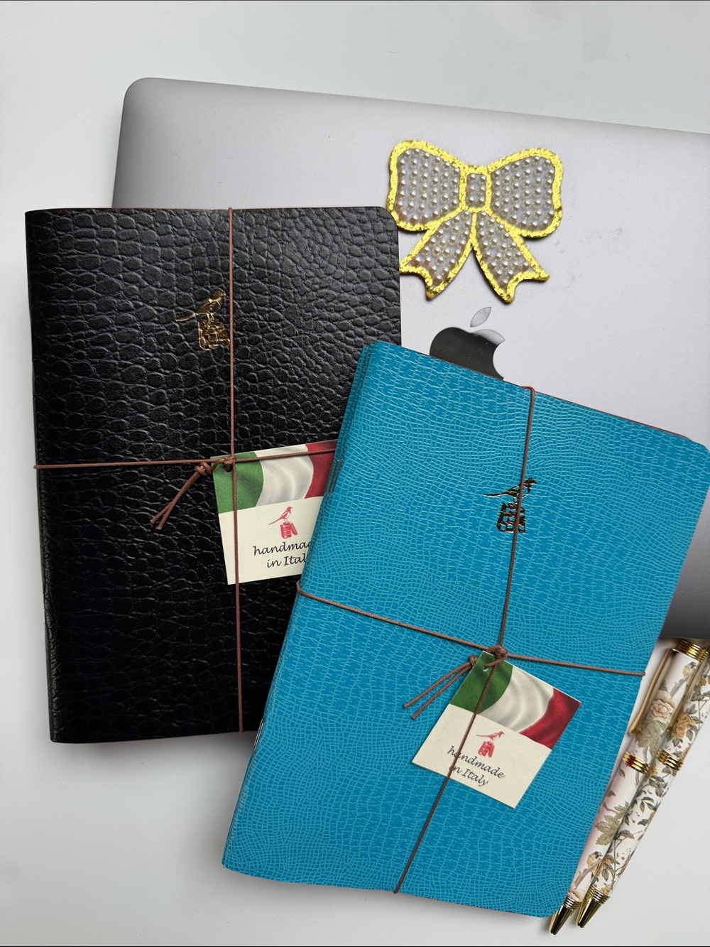 Bieffe Notebooks A5 - "Coconut" Finish Cover - Black & Blue - Set of 6 - Ruled